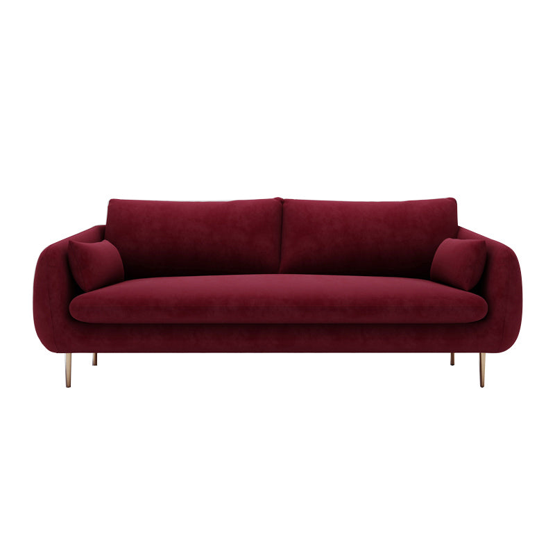 Contemporary Velvet Sofa with Pillow Cushion Back for Apartment