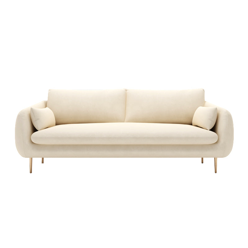 Contemporary Velvet Sofa with Pillow Cushion Back for Apartment