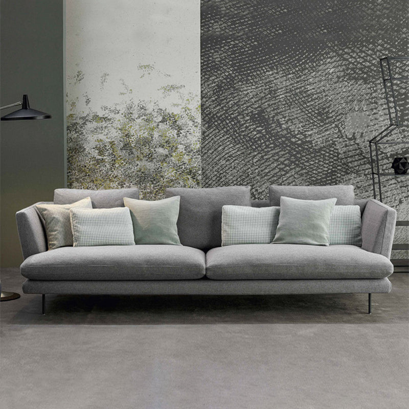 Modern Light-grey Pillows Top Seating Standard Square Arm Sofa