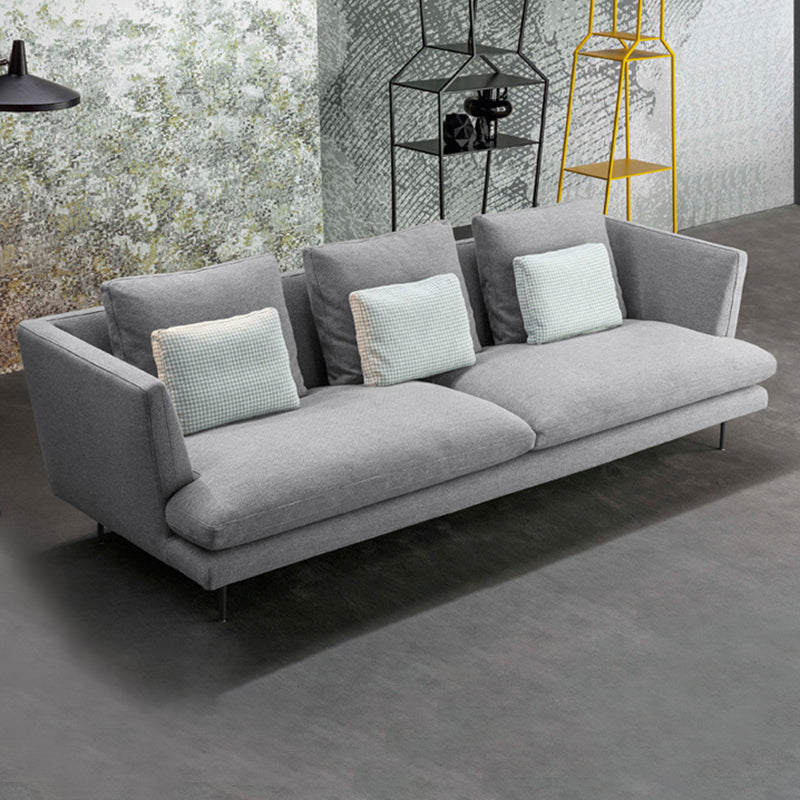 Modern Light-grey Pillows Top Seating Standard Square Arm Sofa