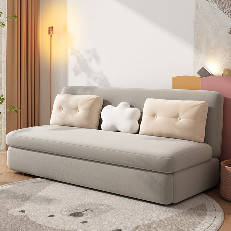 Contemporary Armless Velvet Bed Sofa Couch with Storage in Grey