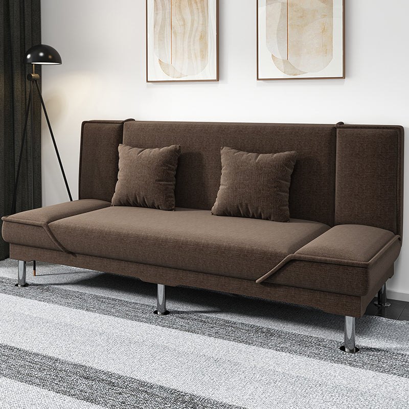 Contemporary Armless Convertible Sofa Linen Foldable Sofa for Apartment