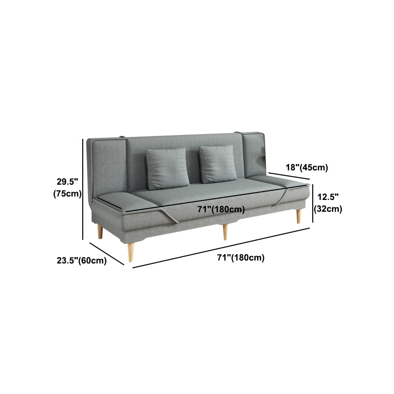 Contemporary Armless Convertible Sofa Linen Foldable Sofa for Apartment