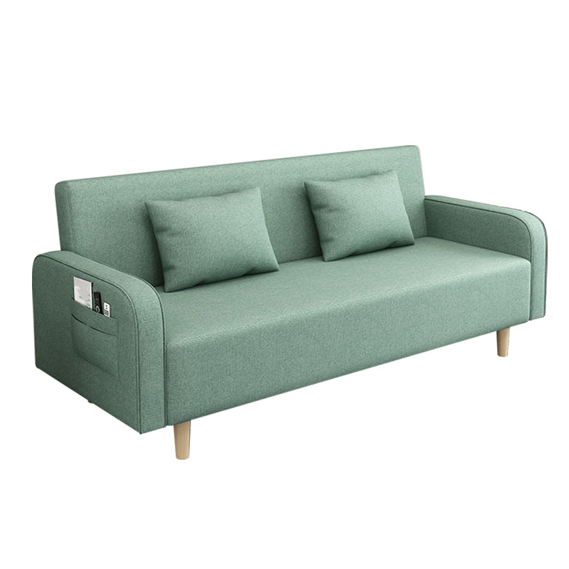 Linen Contemporary Square Arm Convertible Sofa Washable Foldable Sofa for Apartment