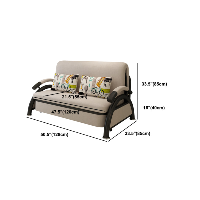 Linen Contemporary Sloped Arm Sofa Bed Foldable Convertible Sofa for Apartment