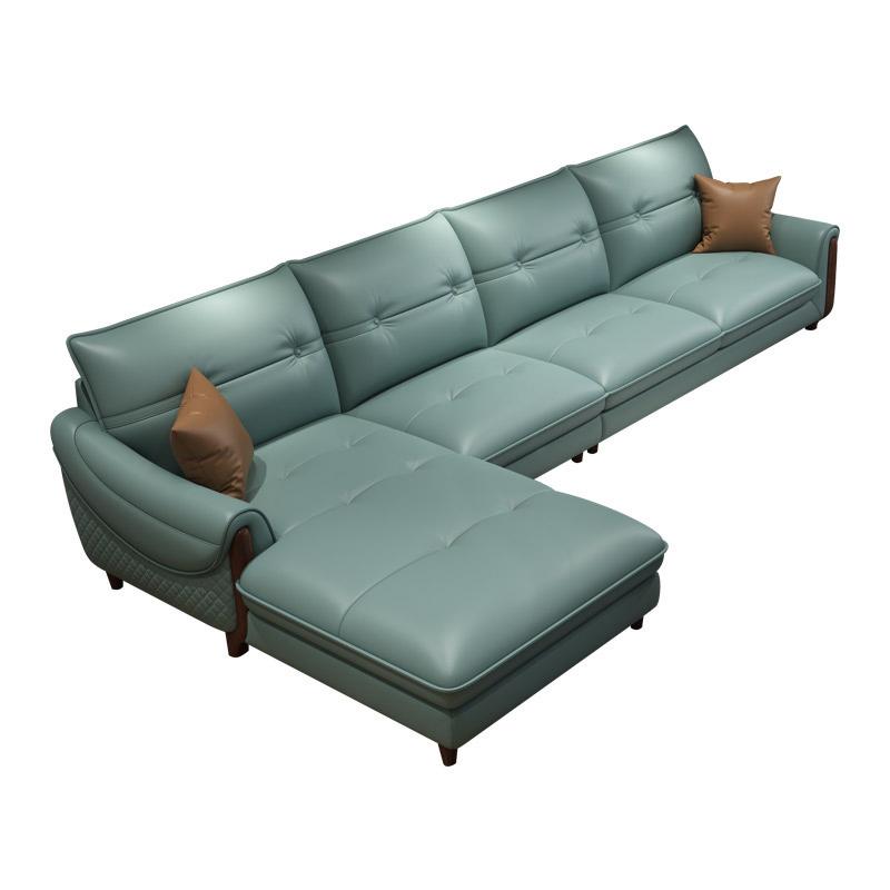 Leather Sectional Upholstered Armrest down Seat Filling in White/khaki/blue/green Sofa