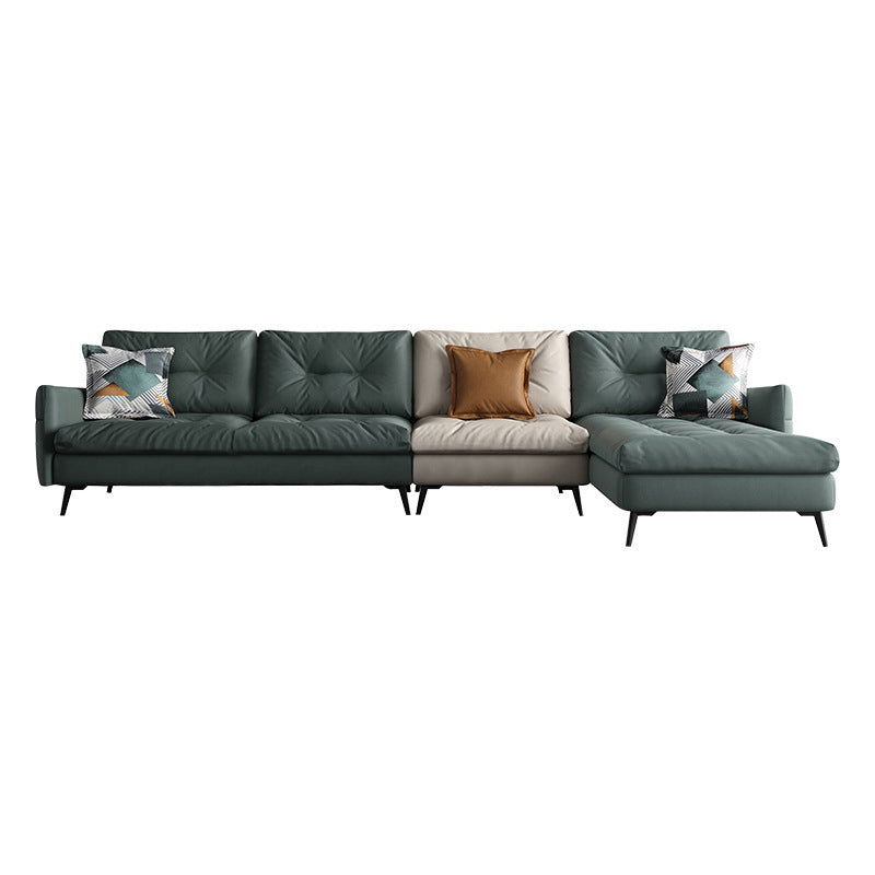 Tufted Sofa & Chaise 133.86" x W 66..93" D x 36.22" H Faux Leather Square Armed Sofa