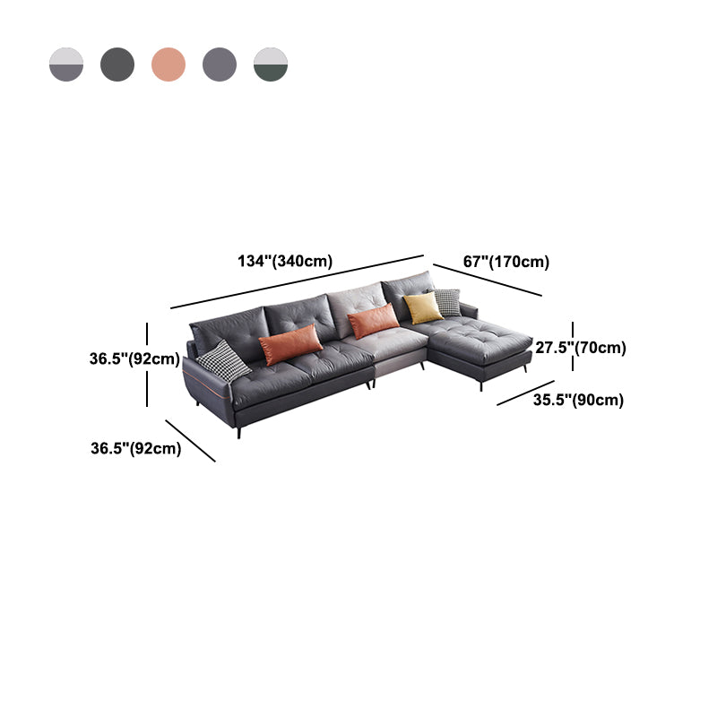 Tufted Sofa & Chaise 133.86" x W 66..93" D x 36.22" H Faux Leather Square Armed Sofa