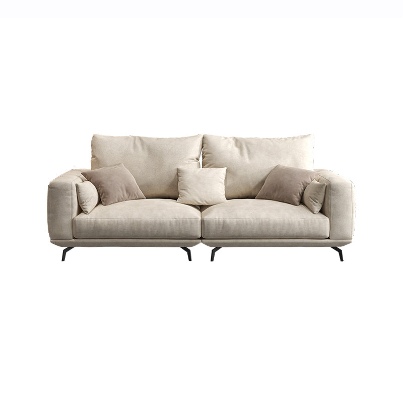 Contemporary White Faux Leather Sofa & Chaise Loose Back Sofa - 36.22" H