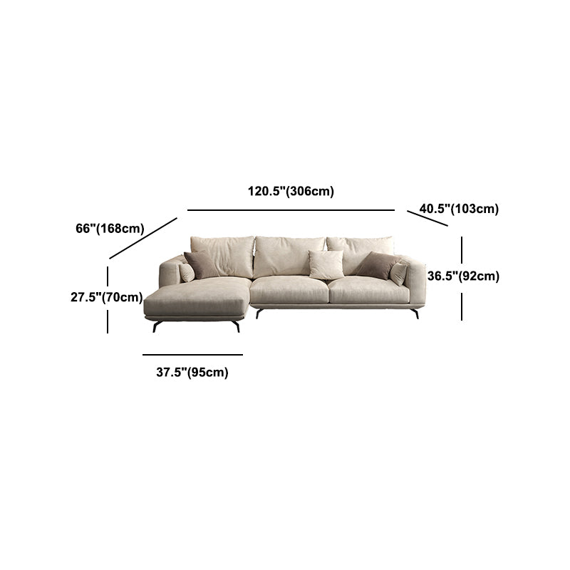 Contemporary White Faux Leather Sofa & Chaise Loose Back Sofa - 36.22" H