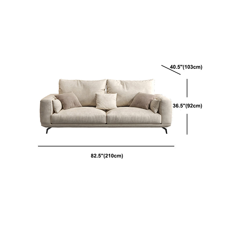 Contemporary White Faux Leather Sofa & Chaise Loose Back Sofa - 36.22" H