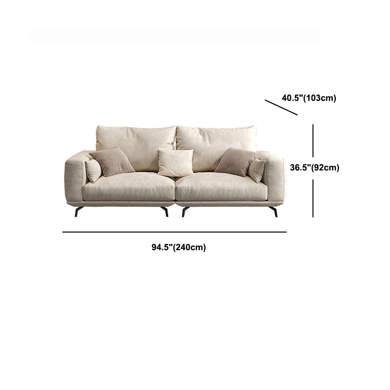 Contemporary White Faux Leather Sofa & Chaise Loose Back Sofa - 36.22" H