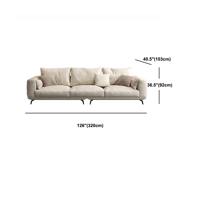 Contemporary White Faux Leather Sofa & Chaise Loose Back Sofa - 36.22" H