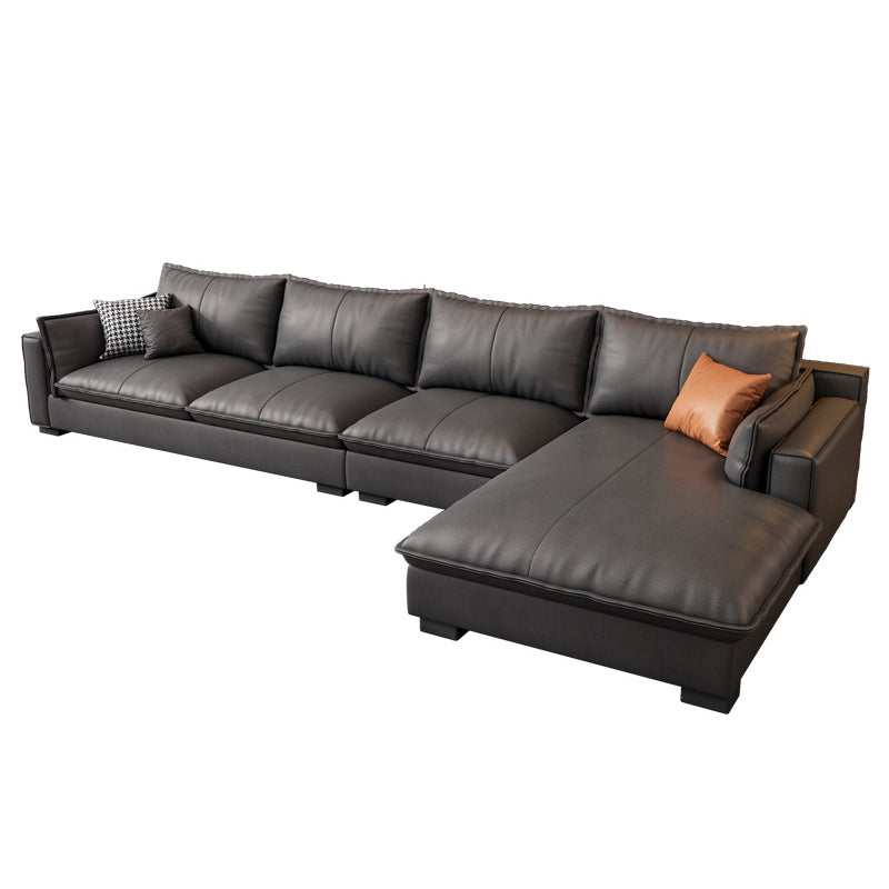 Modern Loose Back Sofa & Chaise 129.92" W 68.9" x D 31.5 H" x Recessed Arm Sofa