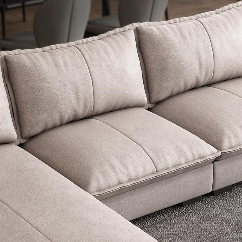 Modern Loose Back Sofa & Chaise 129.92" W 68.9" x D 31.5 H" x Recessed Arm Sofa