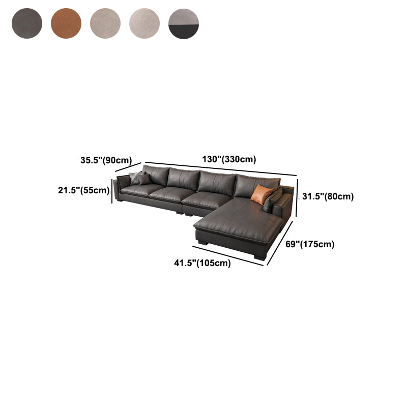 Modern Loose Back Sofa & Chaise 129.92" W 68.9" x D 31.5 H" x Recessed Arm Sofa