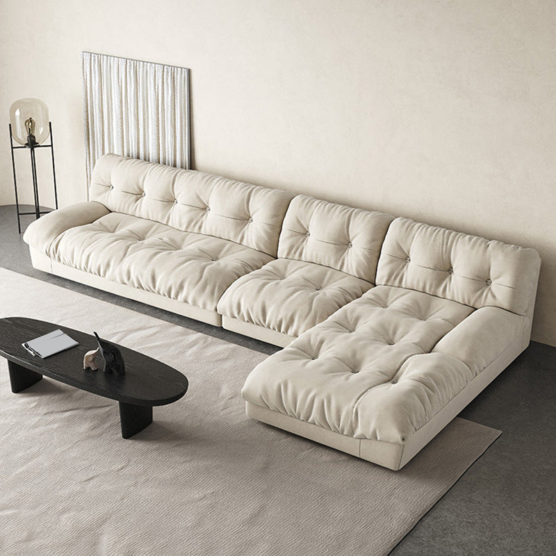 Tufted Backrest Sectional Sponge Padded Armless Off-white Sofa