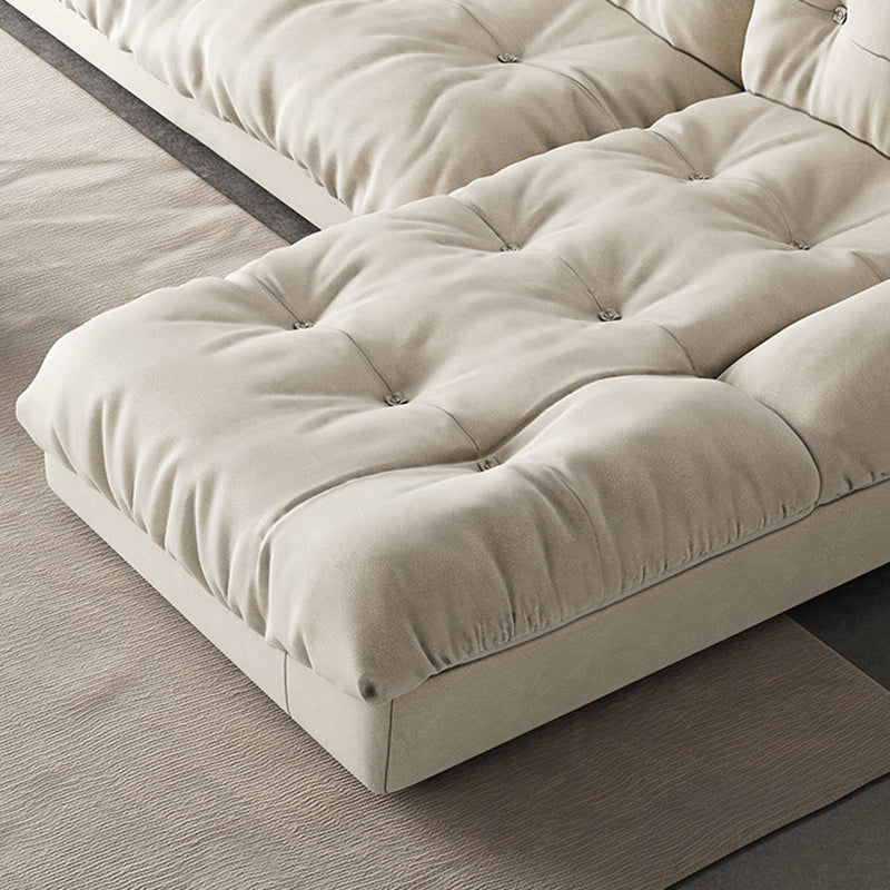 Tufted Backrest Sectional Sponge Padded Armless Off-white Sofa