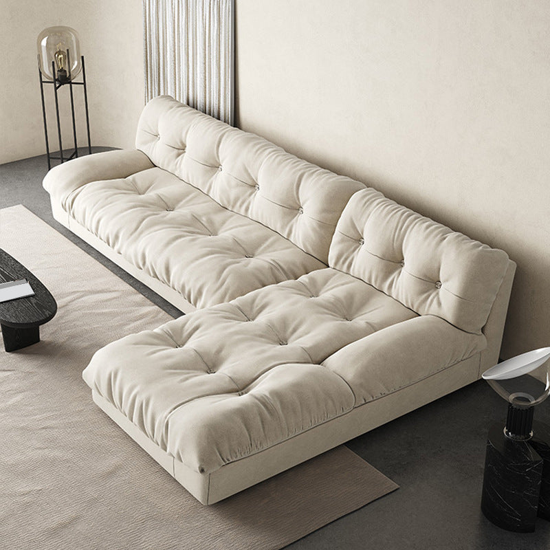 Tufted Backrest Sectional Sponge Padded Armless Off-white Sofa