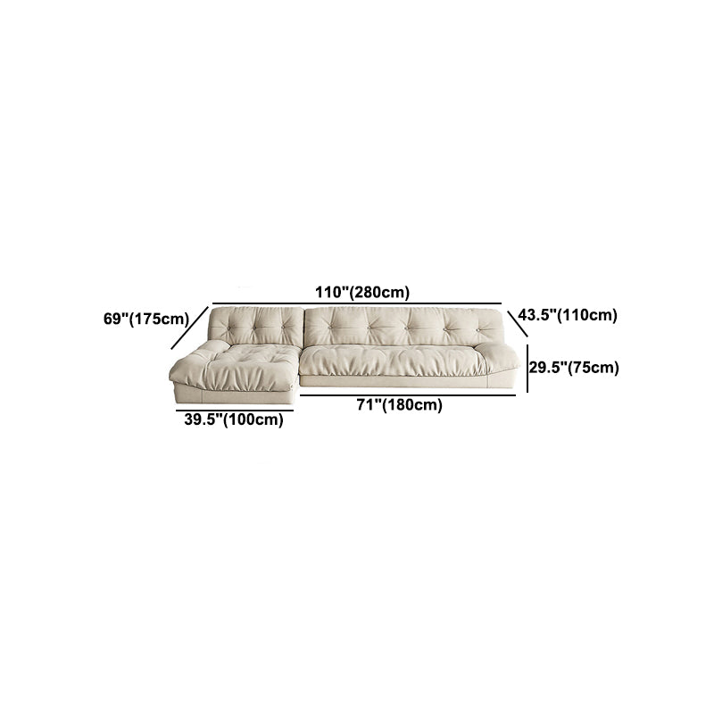 Tufted Backrest Sectional Sponge Padded Armless Off-white Sofa