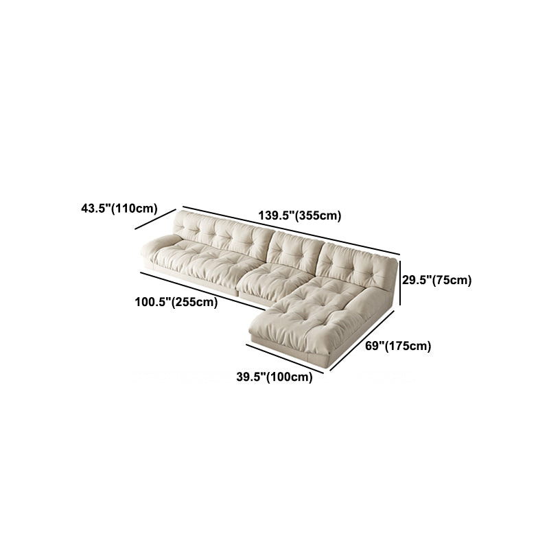 Tufted Backrest Sectional Sponge Padded Armless Off-white Sofa