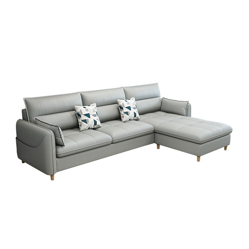 Scandinavian Pillow Back Sofa with Ottoman Included for Three People