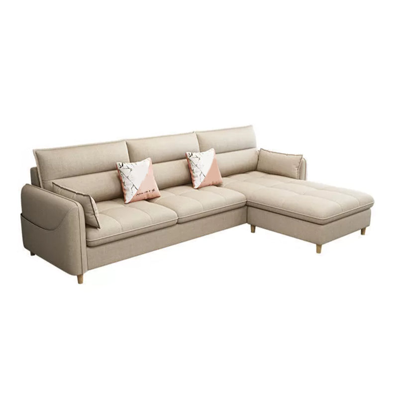 Scandinavian Pillow Back Sofa with Ottoman Included for Three People