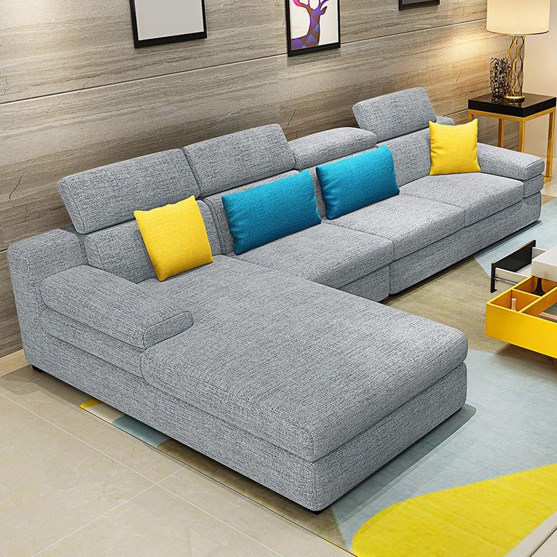 Scandinavian L-Shape Sectional with Pillow Top Arm for Four People