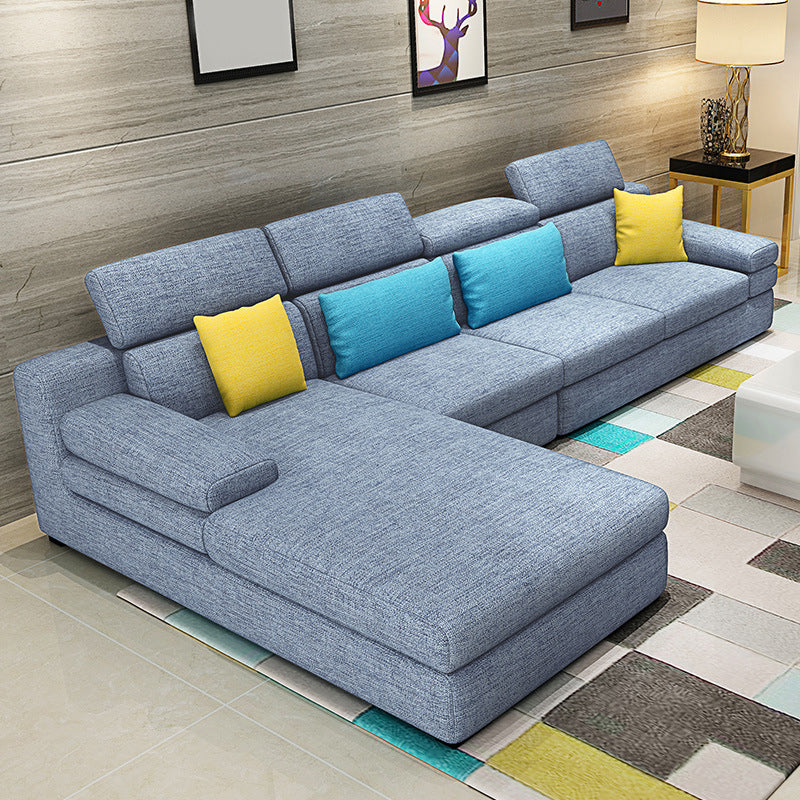 Scandinavian L-Shape Sectional with Pillow Top Arm for Four People