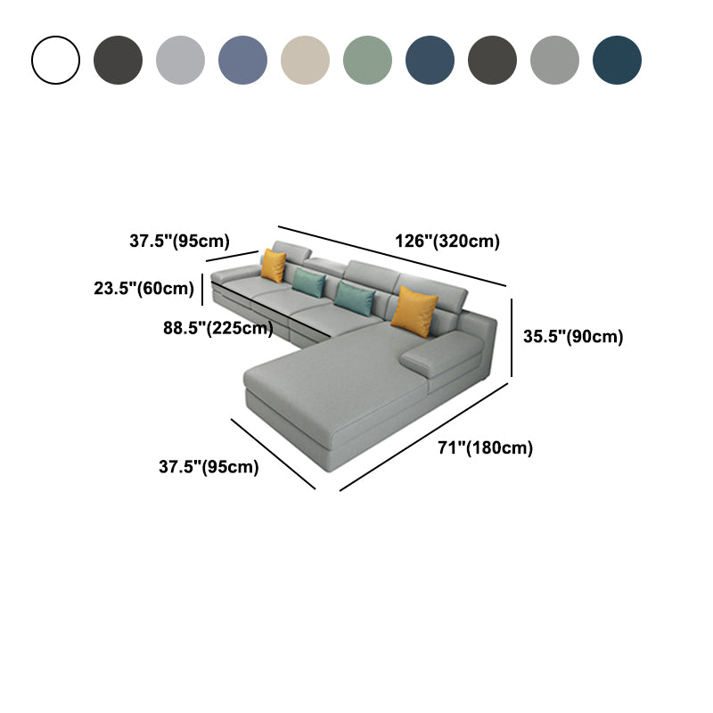 Scandinavian L-Shape Sectional with Pillow Top Arm for Four People