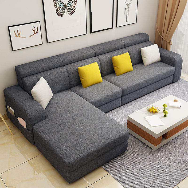 Scandinavian 4-seater L-Shape Sectional with Stoarge for Living Room