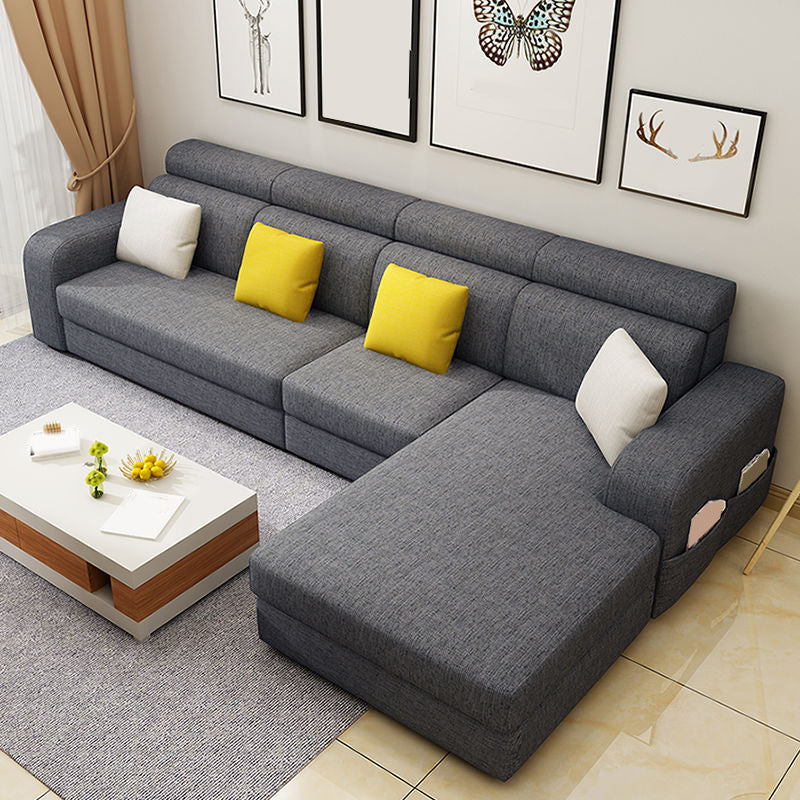 Scandinavian 4-seater L-Shape Sectional with Stoarge for Living Room