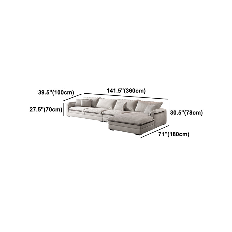 White Loose Back Sofa & Chaise Cushions Pillow Top Arm Sofa - 30.7" H