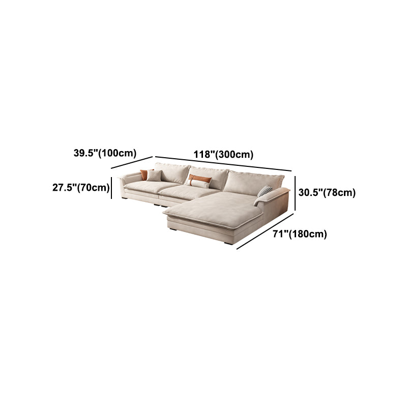 White Loose Back Sofa & Chaise Cushions Pillow Top Arm Sofa - 30.7" H