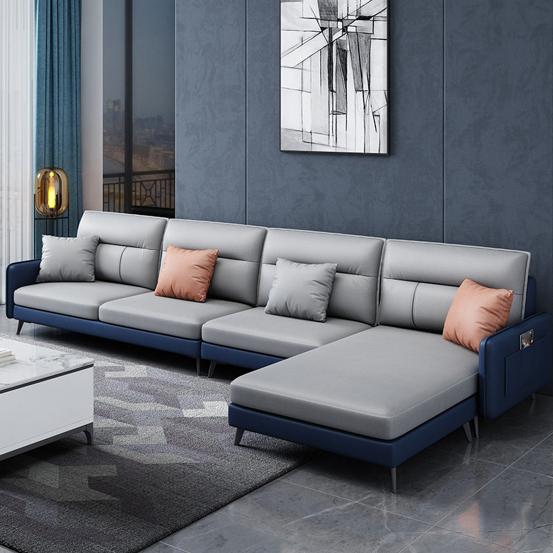 Scandinavian L-Shape Sectional with Square and Storage for Living Room