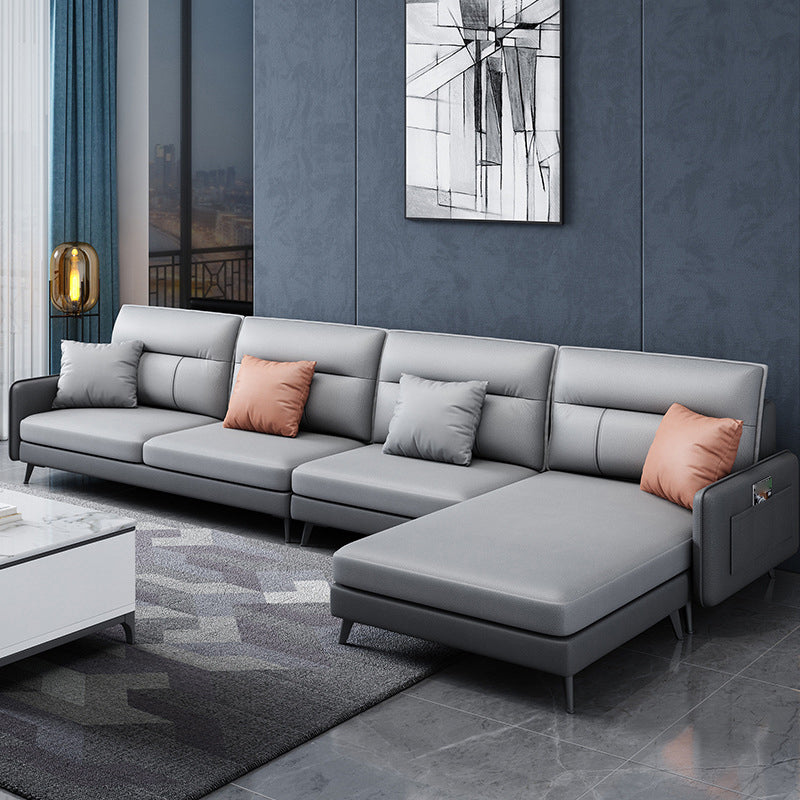 Scandinavian L-Shape Sectional with Square and Storage for Living Room