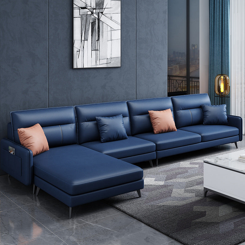 Scandinavian L-Shape Sectional with Square and Storage for Living Room