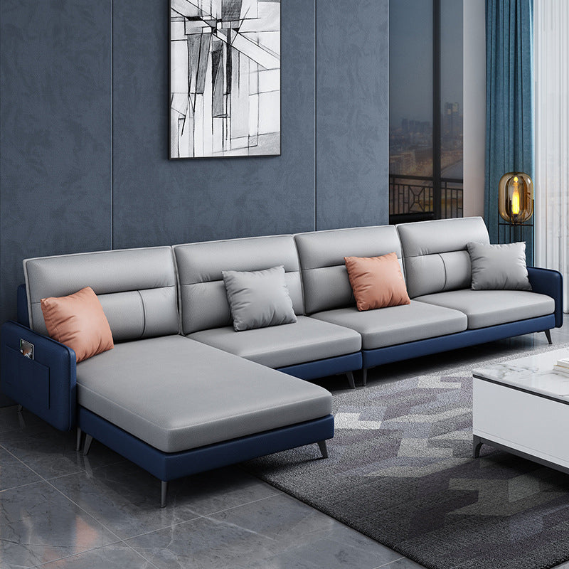 Scandinavian L-Shape Sectional with Square and Storage for Living Room