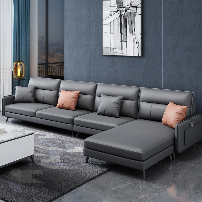 Scandinavian L-Shape Sectional with Square and Storage for Living Room