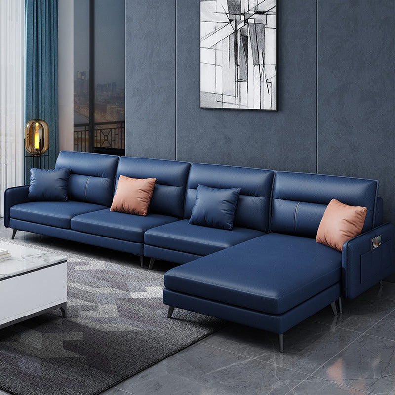 Scandinavian L-Shape Sectional with Square and Storage for Living Room