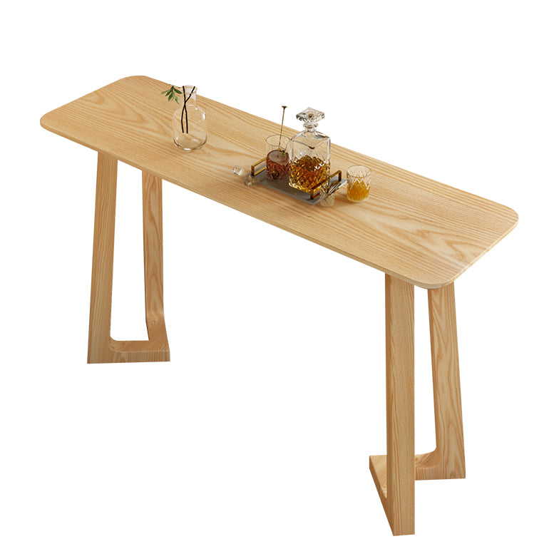 Pine Wood Bar Table Contemporary Bar Table with Wood Sled Base