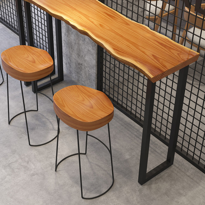 Industrial Style Wood Top Counter Table Iron Pedestal Bar Table for Coffee Shop