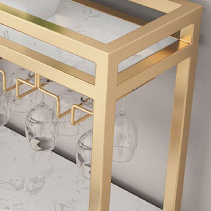 Modern Bar Table Artificial Marble Pub Table with Shelf, Only Table