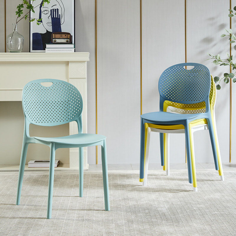 Glam Style Open Back Side Chair Plastic Stackable Dining Chair for Indoor