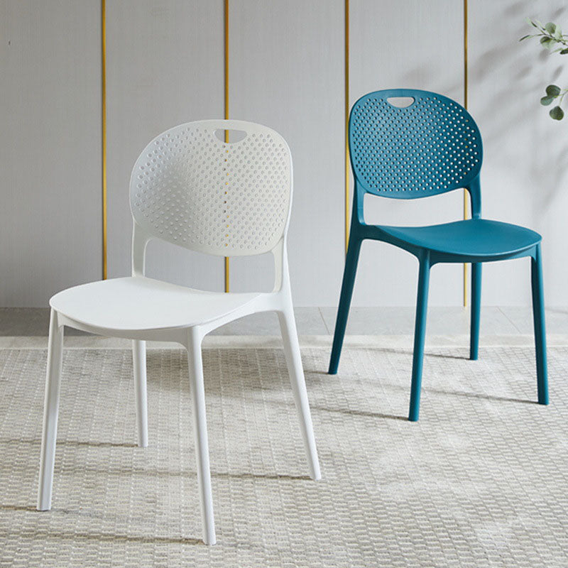 Glam Style Open Back Side Chair Plastic Stackable Dining Chair for Indoor