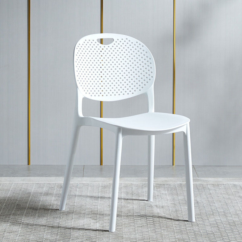 Glam Style Open Back Side Chair Plastic Stackable Dining Chair for Indoor