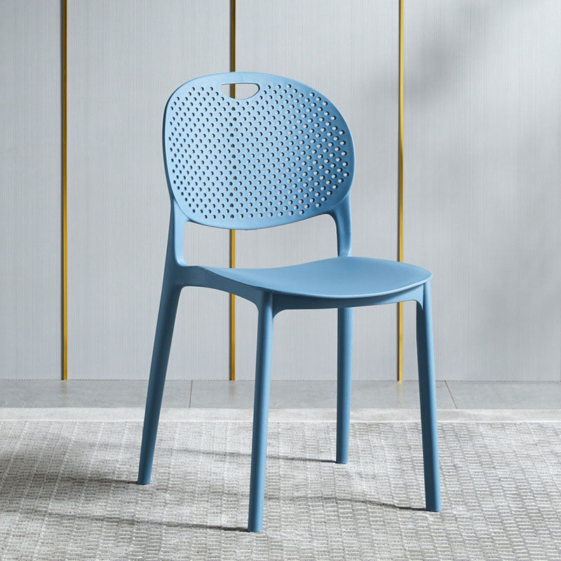 Glam Style Open Back Side Chair Plastic Stackable Dining Chair for Indoor