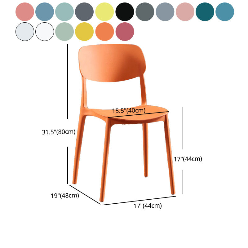 Glam Style Open Back Side Chair Plastic Stackable Dining Chair for Indoor