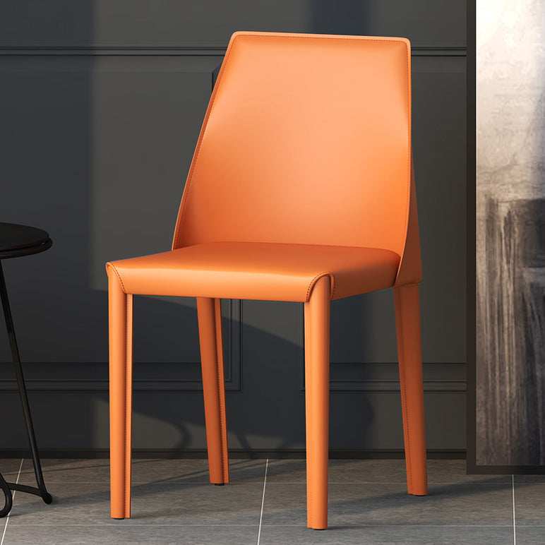 Matte Finish Side Chair with Solid Back Faux Leather Indoor Upholstered Dining Chair