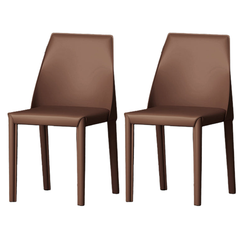 Matte Finish Side Chair with Solid Back Faux Leather Indoor Upholstered Dining Chair